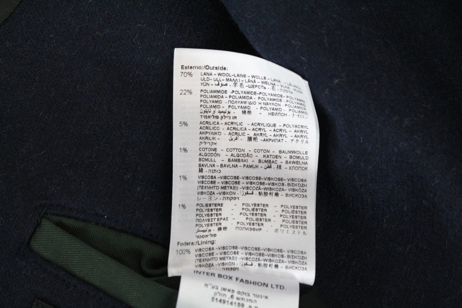 REPLAY Men's Coat 48 Blue Wool Blend Double-Breasted Peak Collared RRP€499