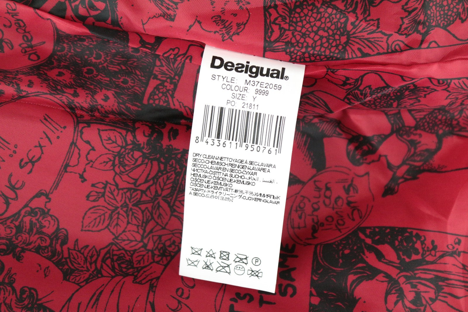 DESIGUAL Anna Laura Women Coat ~38 Black Cotton Blend Single-Breasted Patterned