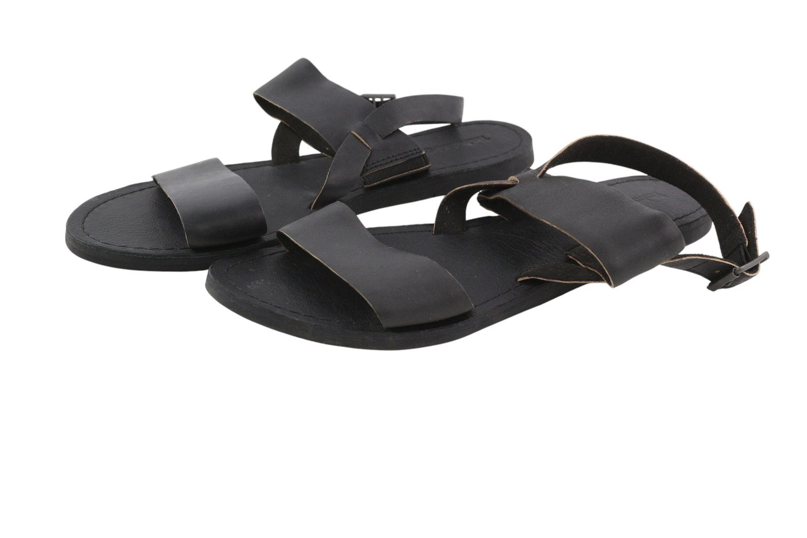 TIMBERLAND A1JFA Women Sandals EU39 EU39.5 Black Leather Open Toe Buckle Closure