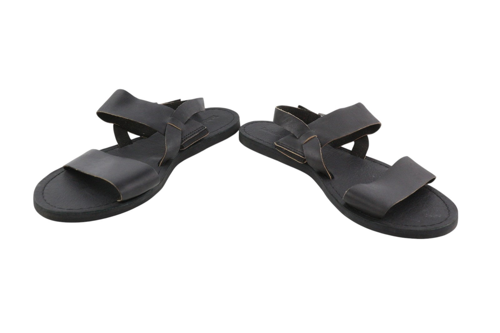 TIMBERLAND A1JFA Women Sandals EU39 EU39.5 Black Leather Open Toe Buckle Closure