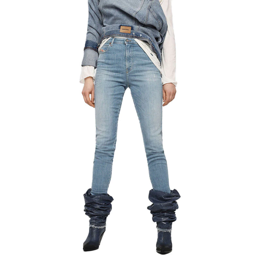 DIESEL Babhila-High 081AF Women  Jeans W24/L30 Slim Skinny Stretch Blue Distress