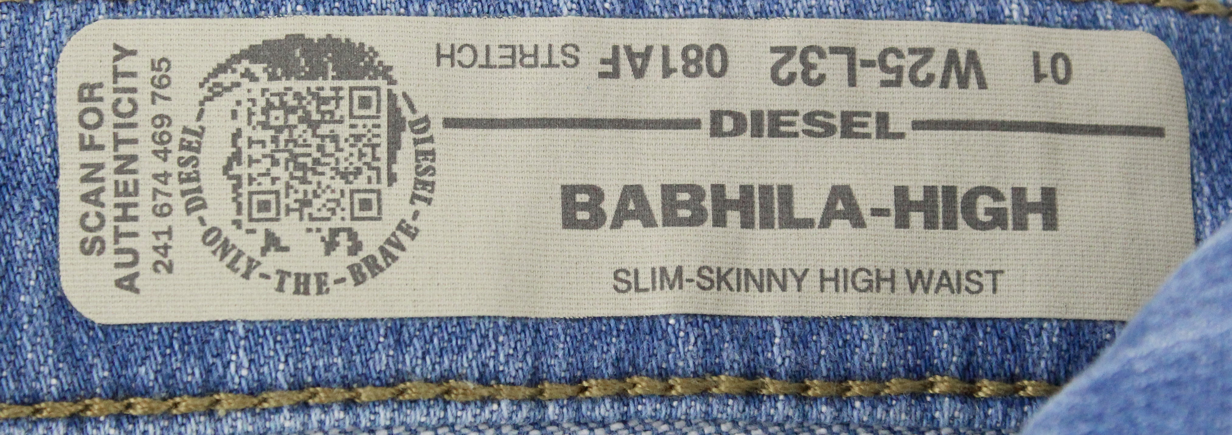DIESEL Babhila-High 081AF Women's Jeans W25/L32 Light Blue Distress Slim Skinny