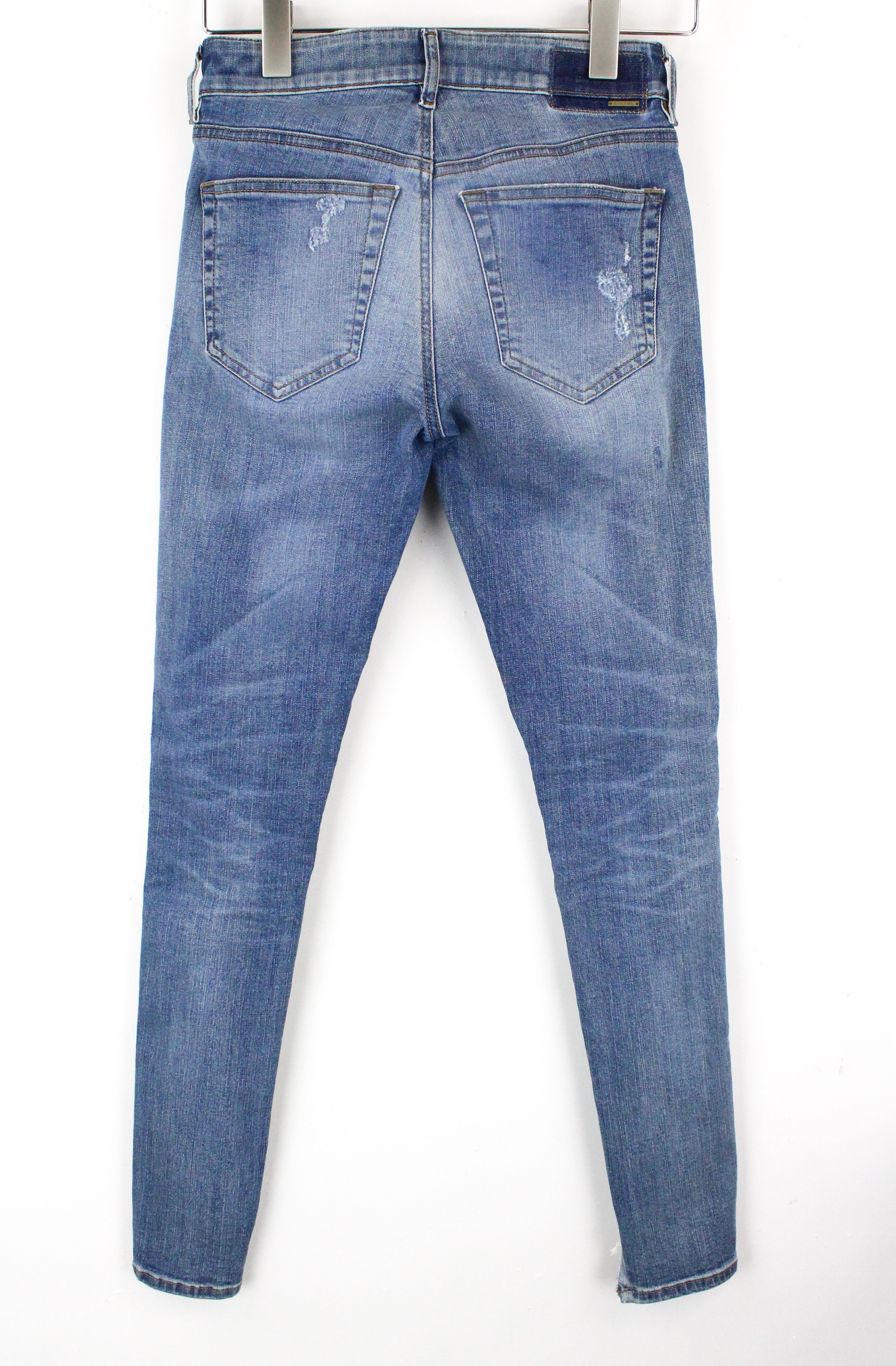 DIESEL Slandy 086AH Women's Jeans W26/L32 Stretch Blue Ripped Super Slim Skinny