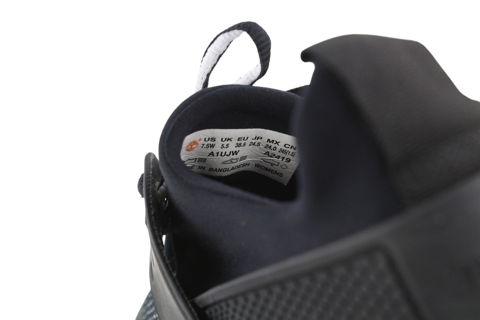 TIMBERLAND A1UJW Women Sneakers EU38 EU38.5 Black Almond Toe Lace Up Low Top