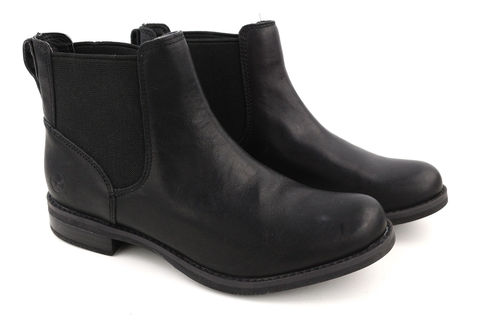 TIMBERLAND A1KHL Womens Boots EU38 UK5 Black Leather Pull On Almond Toe Chelsea