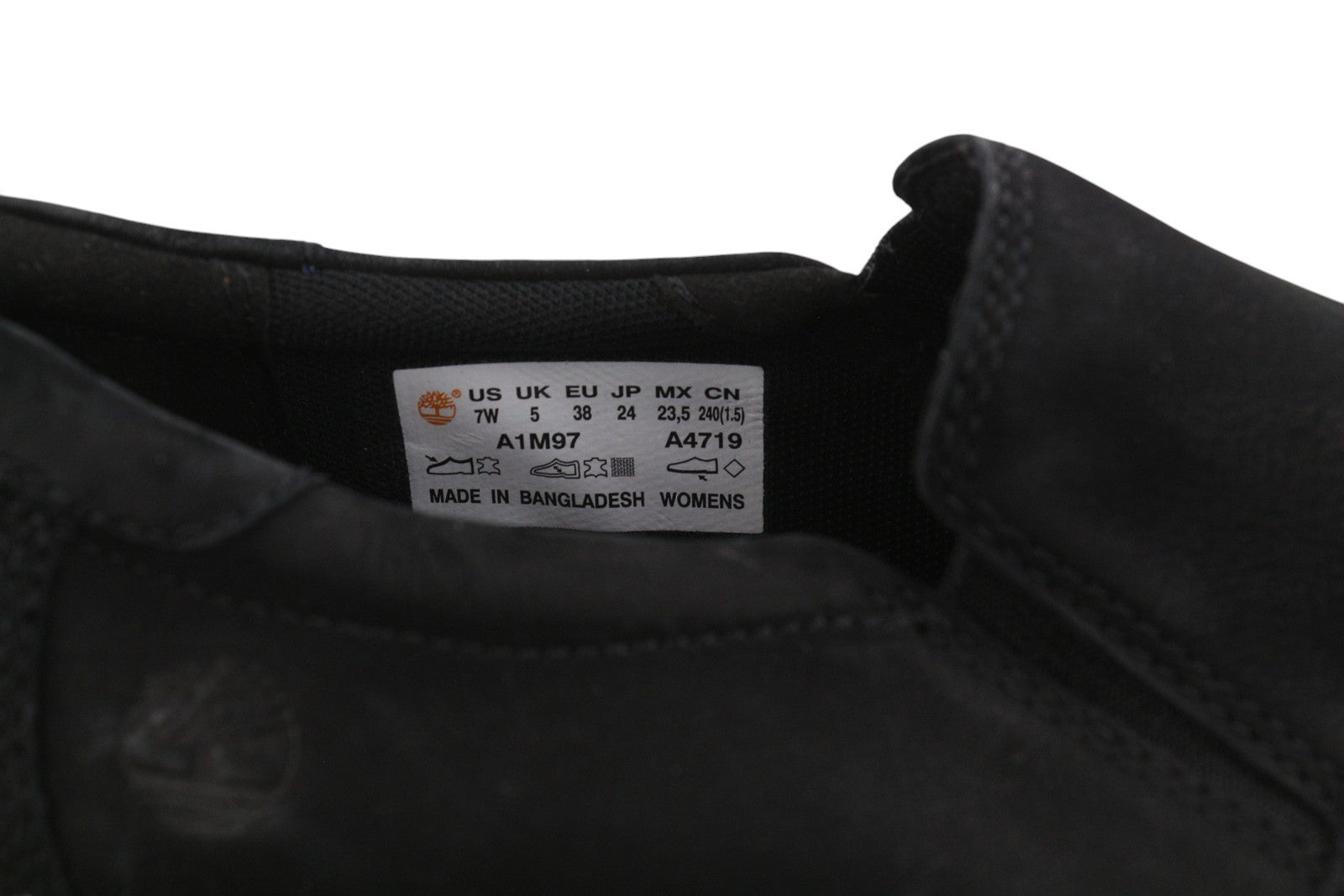 TIMBERLAND A1M97 Women Shoes EU38 EU38.5 Black Leather Pull On Almond Toe Casual