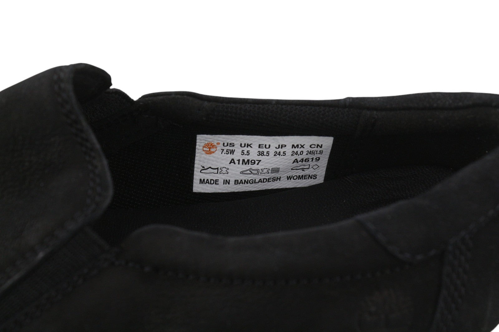 TIMBERLAND A1M97 Women Shoes EU38 EU38.5 Black Leather Pull On Almond Toe Casual