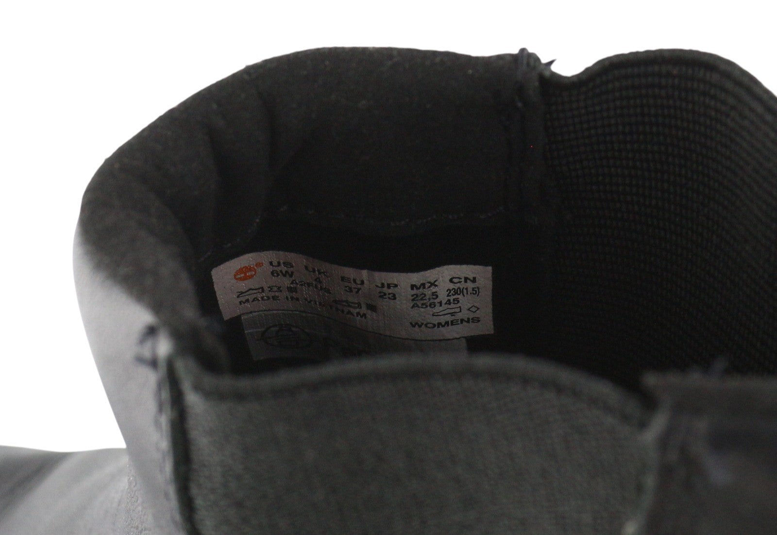 TIMBERLAND A2FUS Women Boots EU37 EU37.5 Black Leather Almond Toe Pull On Logo