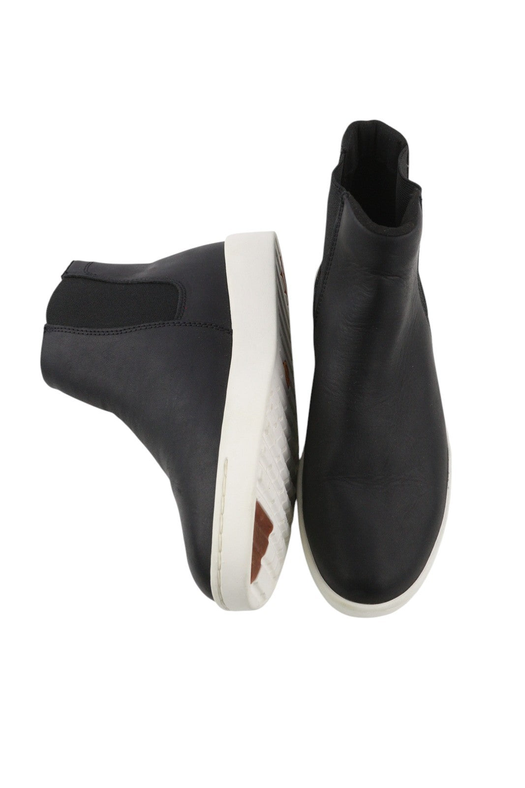 TIMBERLAND A2FUS Women Boots EU37 EU37.5 Black Leather Almond Toe Pull On Logo