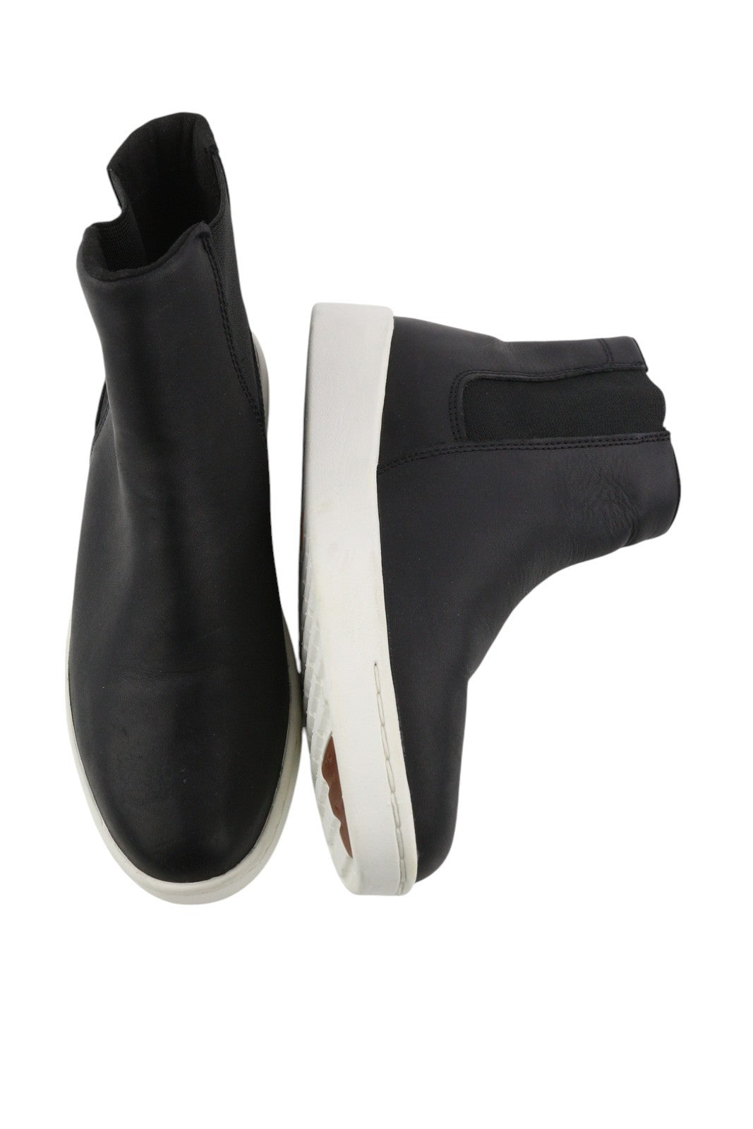 TIMBERLAND A2FUS Women Boots EU37 EU37.5 Black Leather Almond Toe Pull On Logo