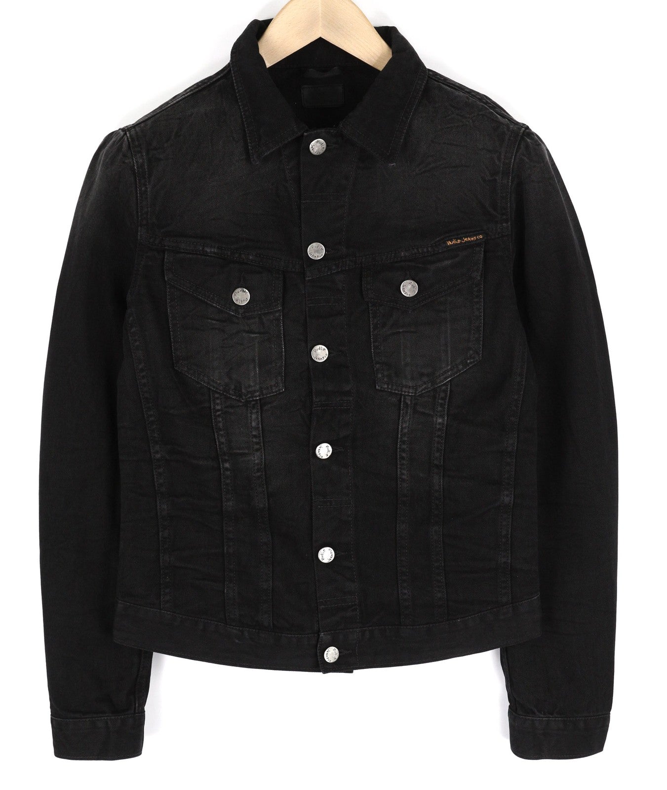 NUDIE JEANS Billy Mens Jacket S Dark Shist  Buttons Spread Black Pocket