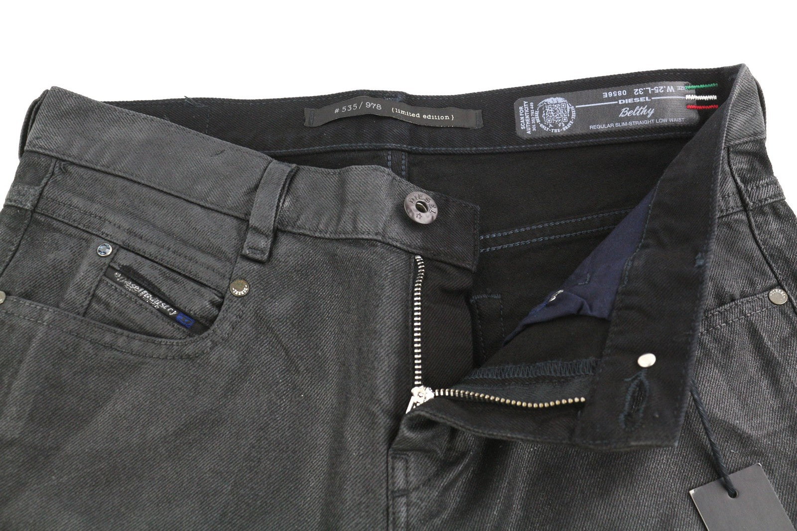 DIESEL Belthy 0856E Womens Jeans W25/L32 RRP€250 Slim Straight Low Waist Dark