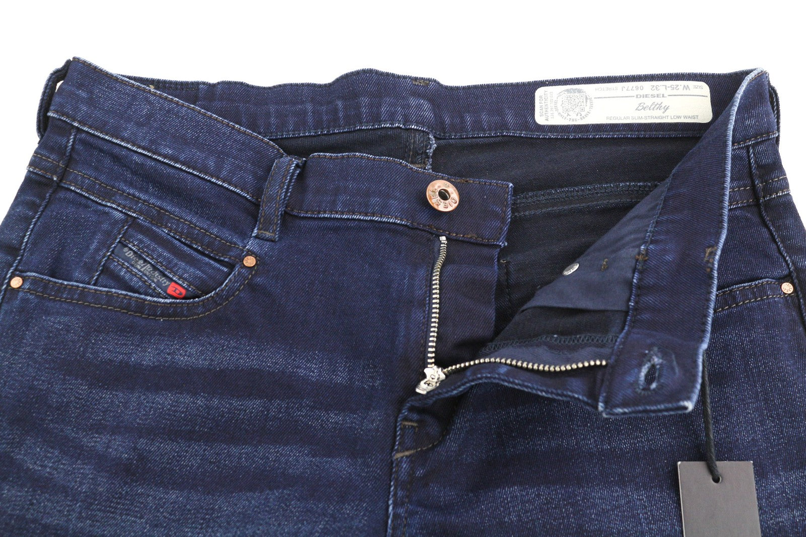 DIESEL Belthy 0677J Womens Jeans W25/L32 Slim Straight Low Waist Stretch