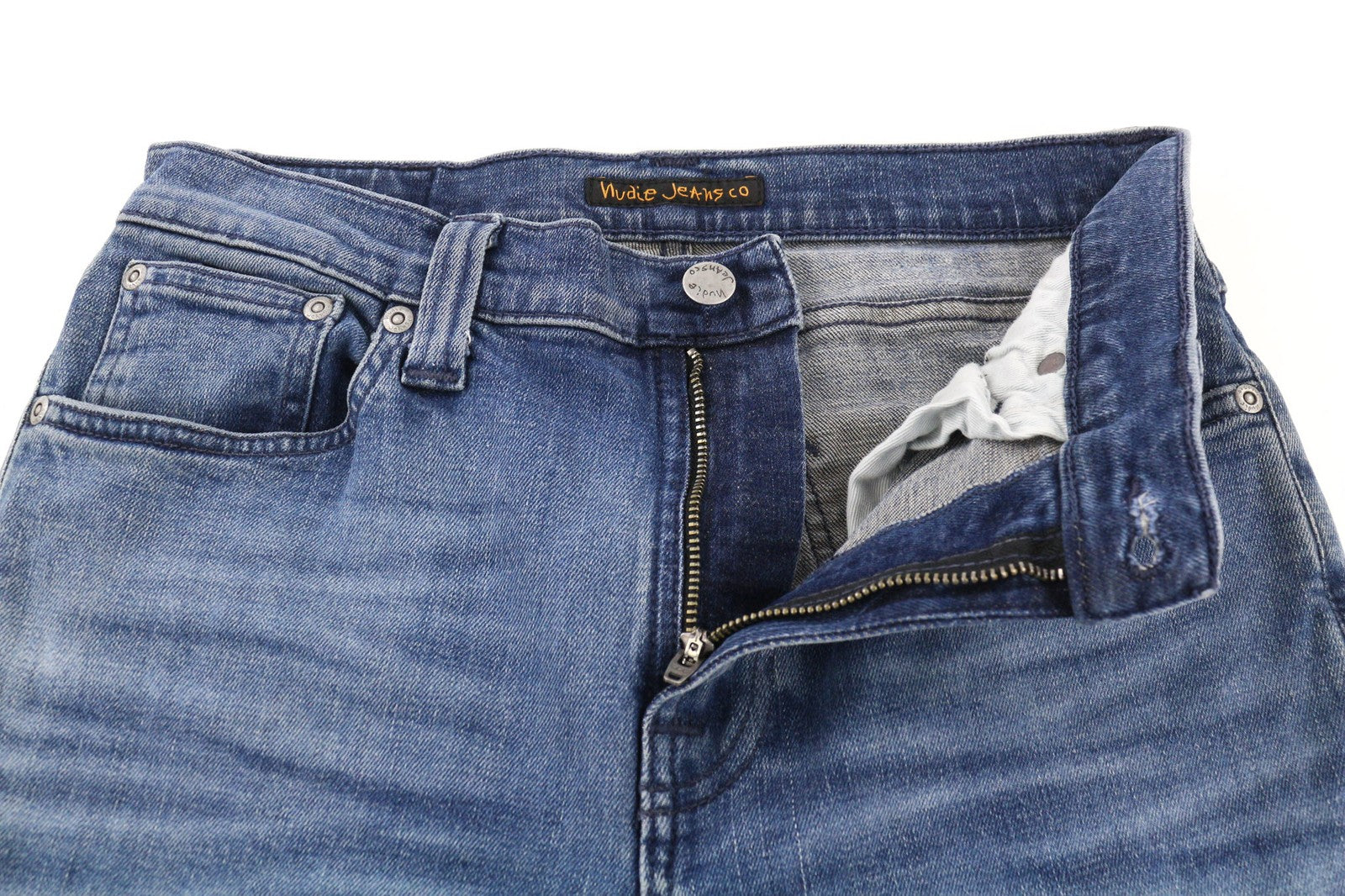 NUDIE JEANS High Kai Men Jeans W29/L30 Slim Fit Washed Blue Cotton Stretch