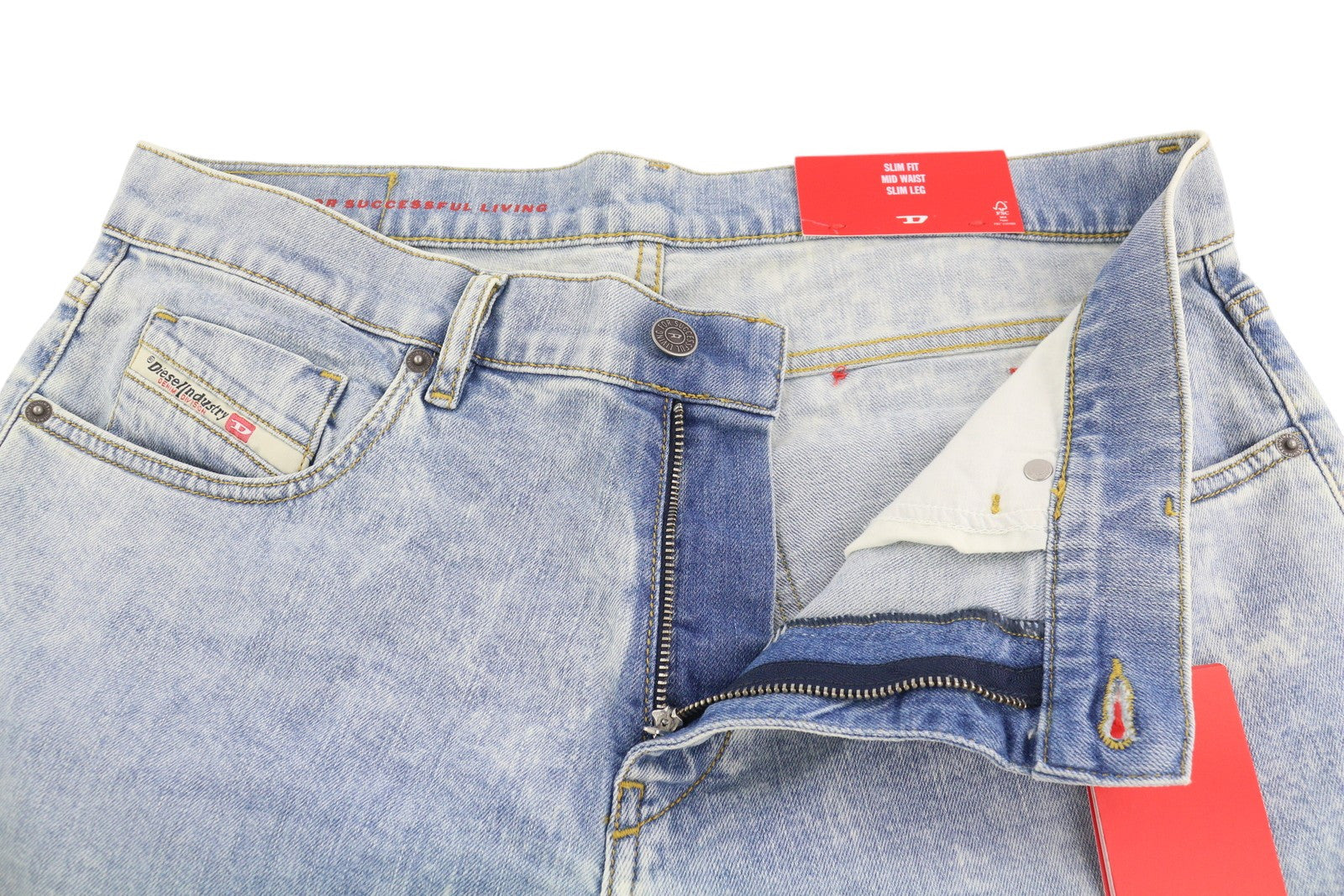 DIESEL 2019 D-Strukt 0GDAM Men Jeans W34/L30 Slim Leg Mid Waist Washed Blue