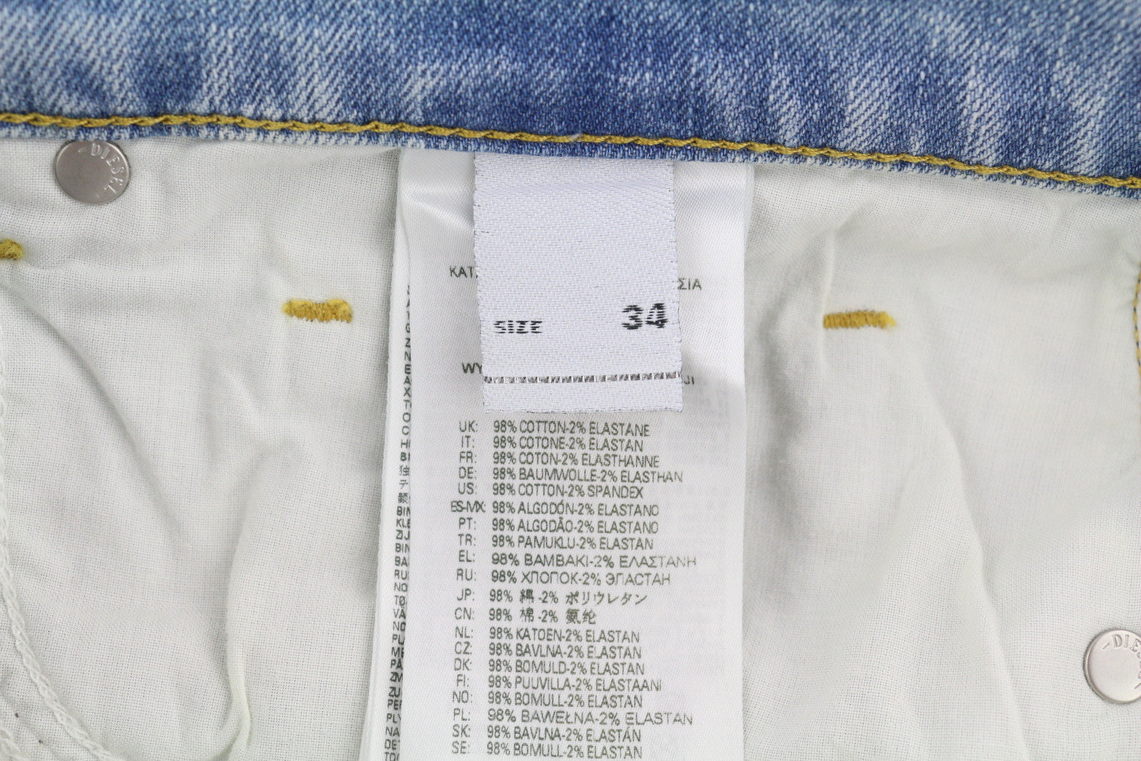 DIESEL 2019 D-Strukt 0GDAM Men Jeans W34/L30 Slim Leg Mid Waist Washed Blue