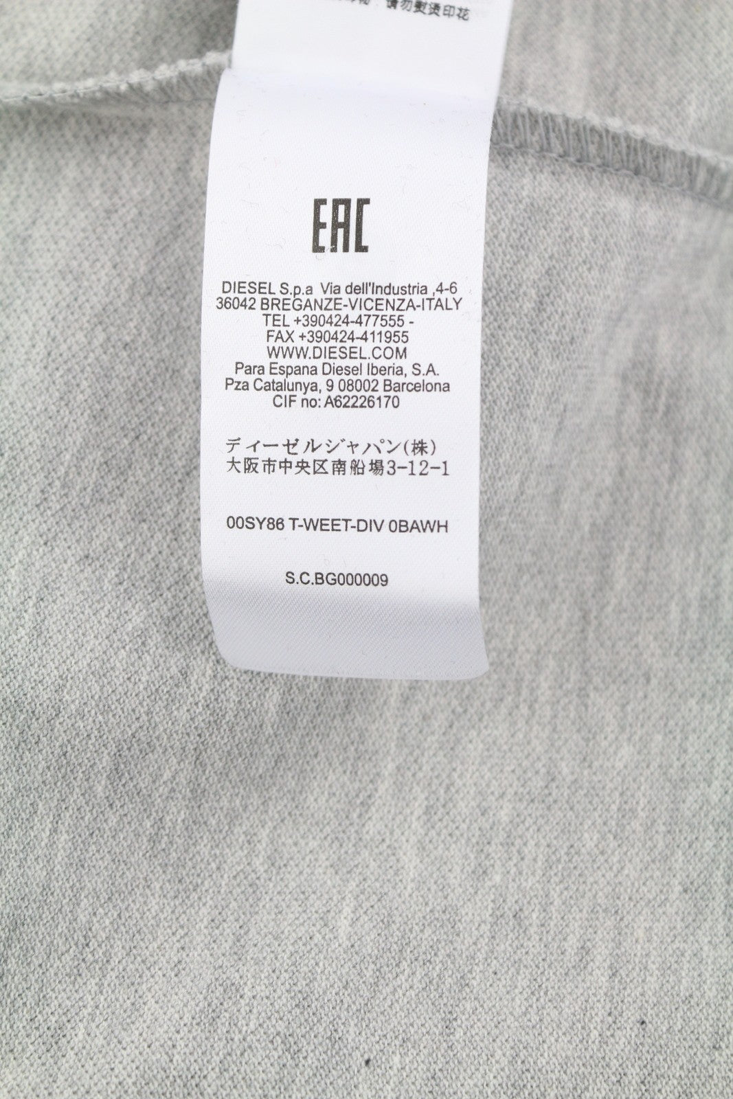 DIESEL T-Weet-Div Polo Men T-Shirt M Melange Grey Short Sleeved Half Button Logo