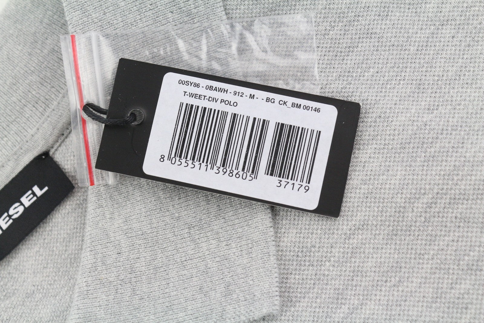 DIESEL T-Weet-Div Polo Men T-Shirt M Melange Grey Short Sleeved Half Button Logo