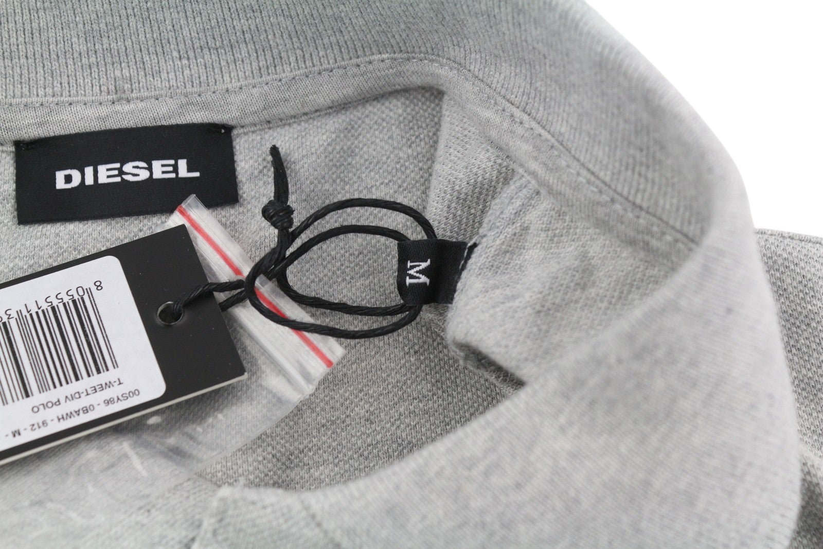 DIESEL T-Weet-Div Polo Men T-Shirt M Melange Grey Short Sleeved Half Button Logo