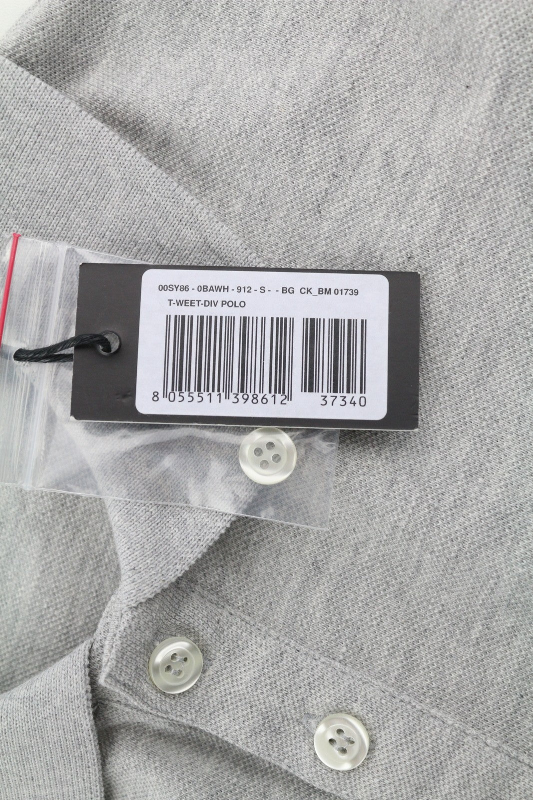 DIESEL T-Weet-Div Polo Men T-Shirt S Melange Grey Short Sleeved Half Button Logo