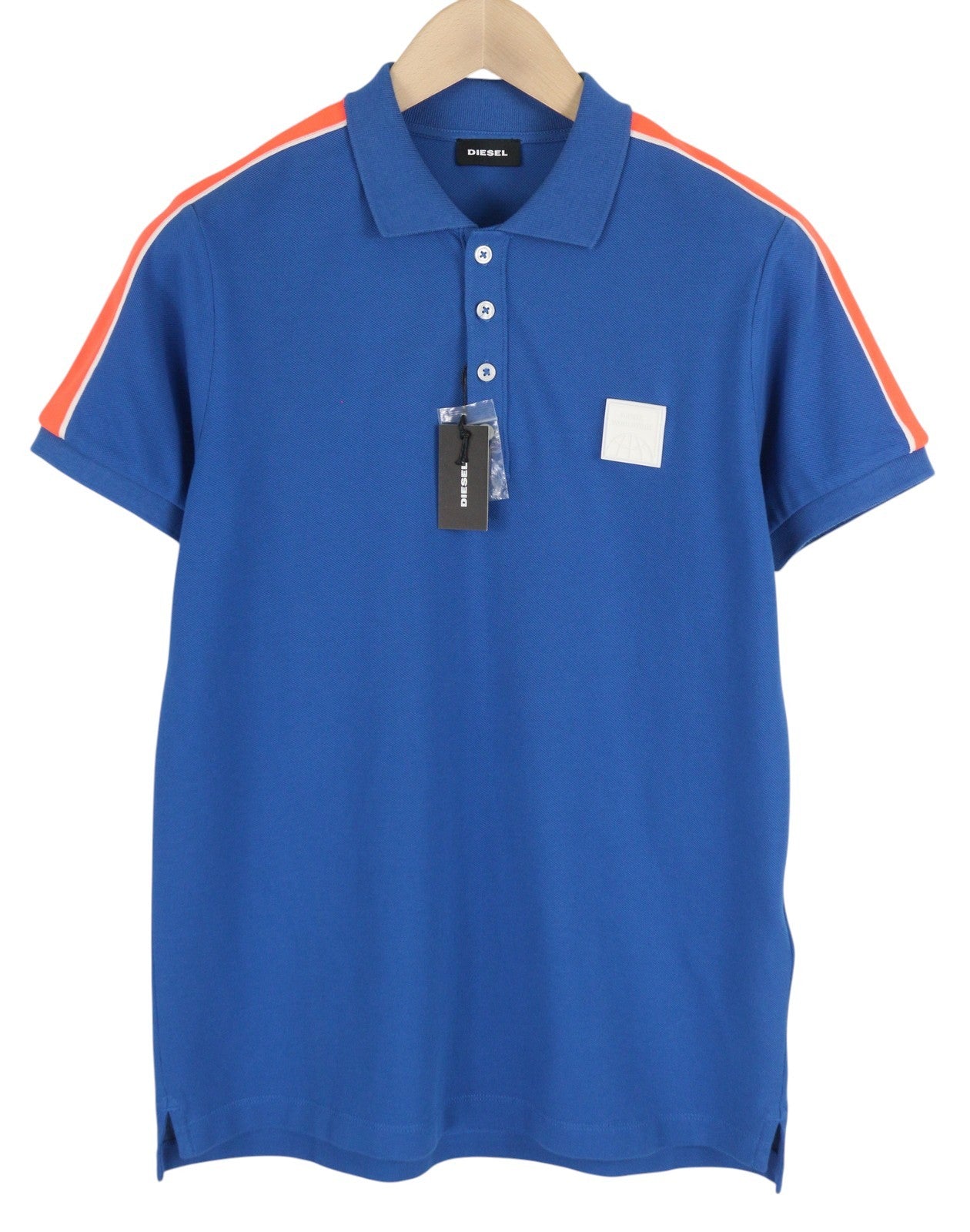 DIESEL T-Ralfy-S1 Men T-Shirt S Blue Short Sleeve Polo Half Button Stretch Logo