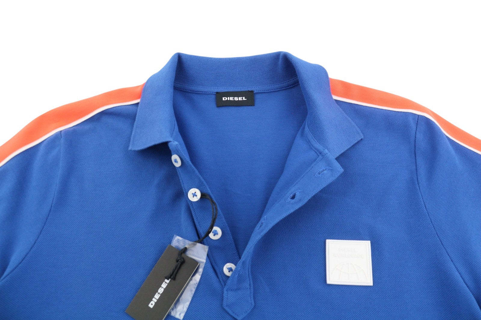 DIESEL T-Ralfy-S1 Men T-Shirt S Blue Short Sleeve Polo Half Button Stretch Logo