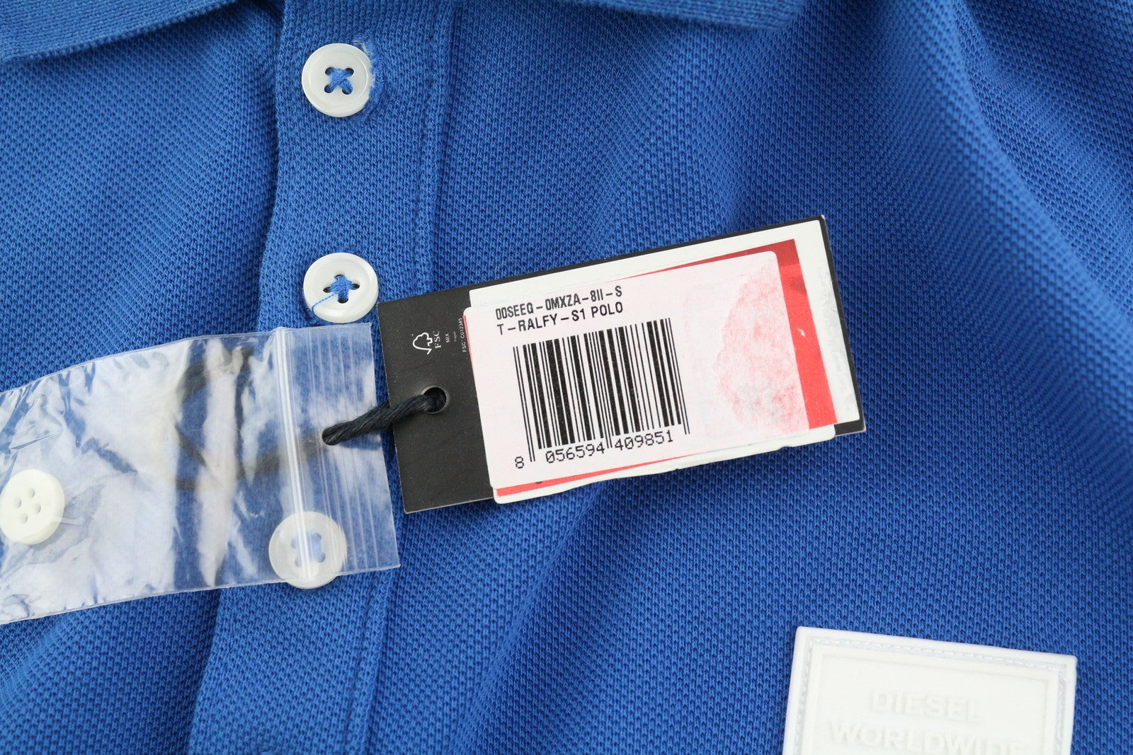 DIESEL T-Ralfy-S1 Men T-Shirt S Blue Short Sleeve Polo Half Button Stretch Logo