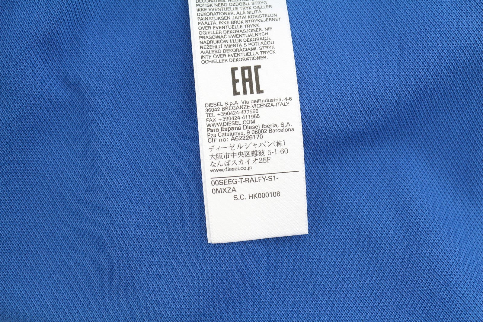 DIESEL T-Ralfy-S1 Men T-Shirt S Blue Short Sleeve Polo Half Button Stretch Logo