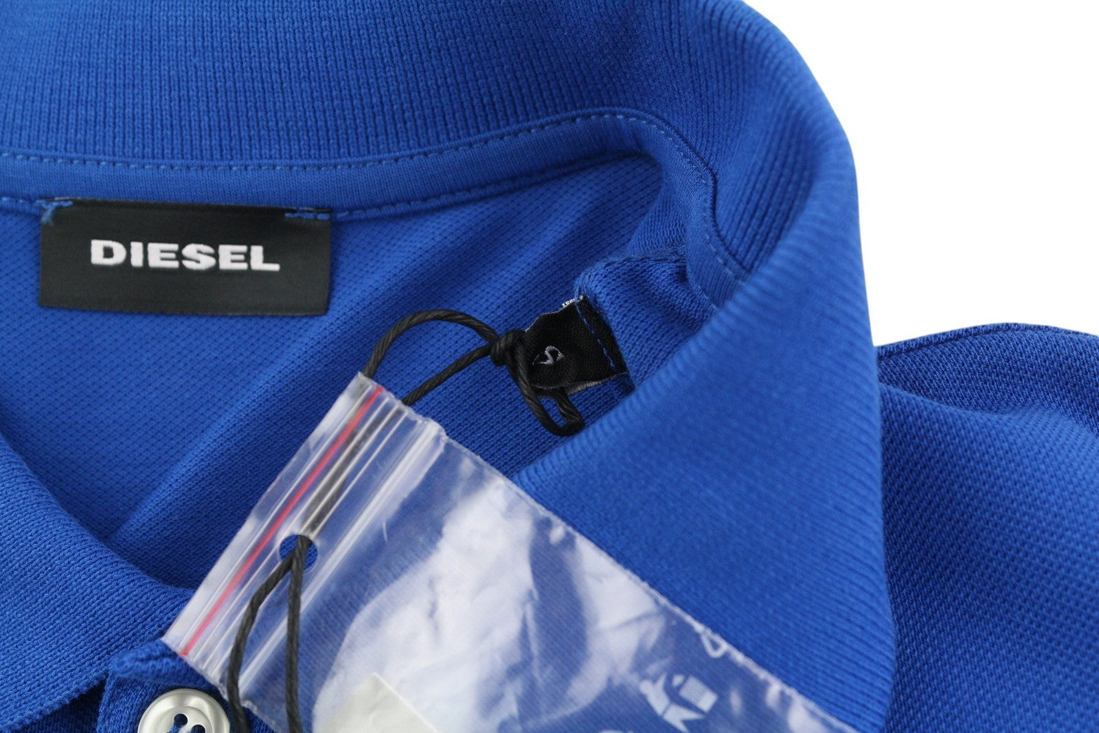 DIESEL T-Kal-Patch Polo Men T-Shirt S Blue Short Sleeve Half Button Stretch Logo