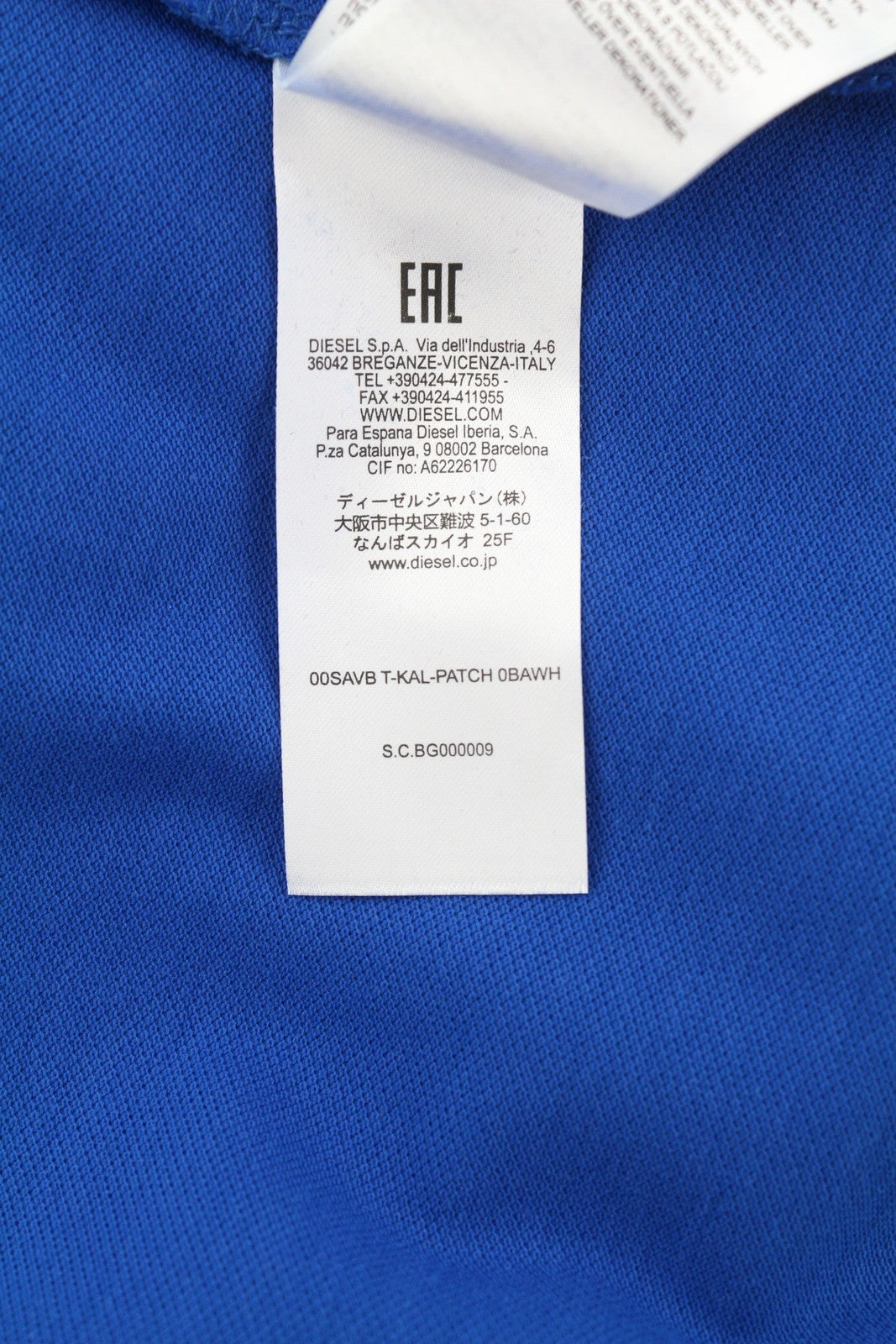 DIESEL T-Kal-Patch Polo Men T-Shirt S Blue Short Sleeve Half Button Stretch Logo