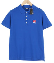 DIESEL T-Kal-Patch Polo Men T-Shirt S Blue Short Sleeve Half Button Cotton Logo
