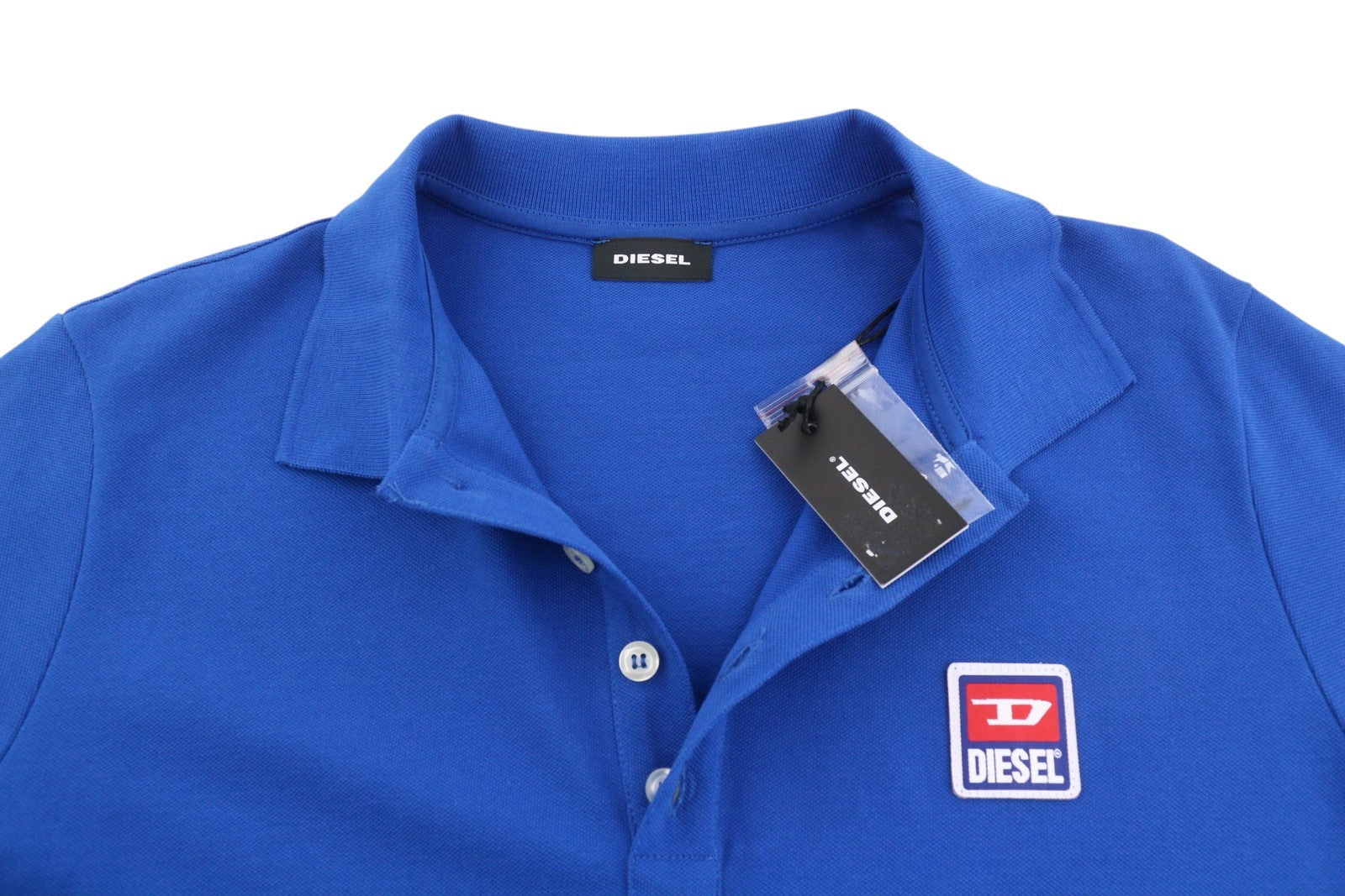 DIESEL T-Kal-Patch Polo Men T-Shirt S Blue Short Sleeve Half Button Cotton Logo