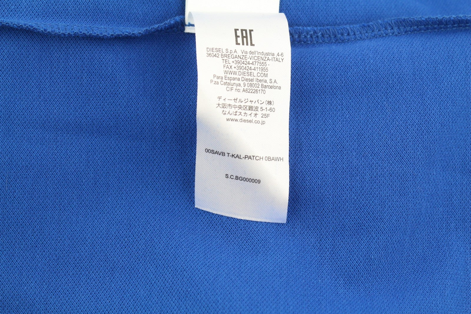 DIESEL T-Kal-Patch Polo Men T-Shirt S Blue Short Sleeve Half Button Cotton Logo