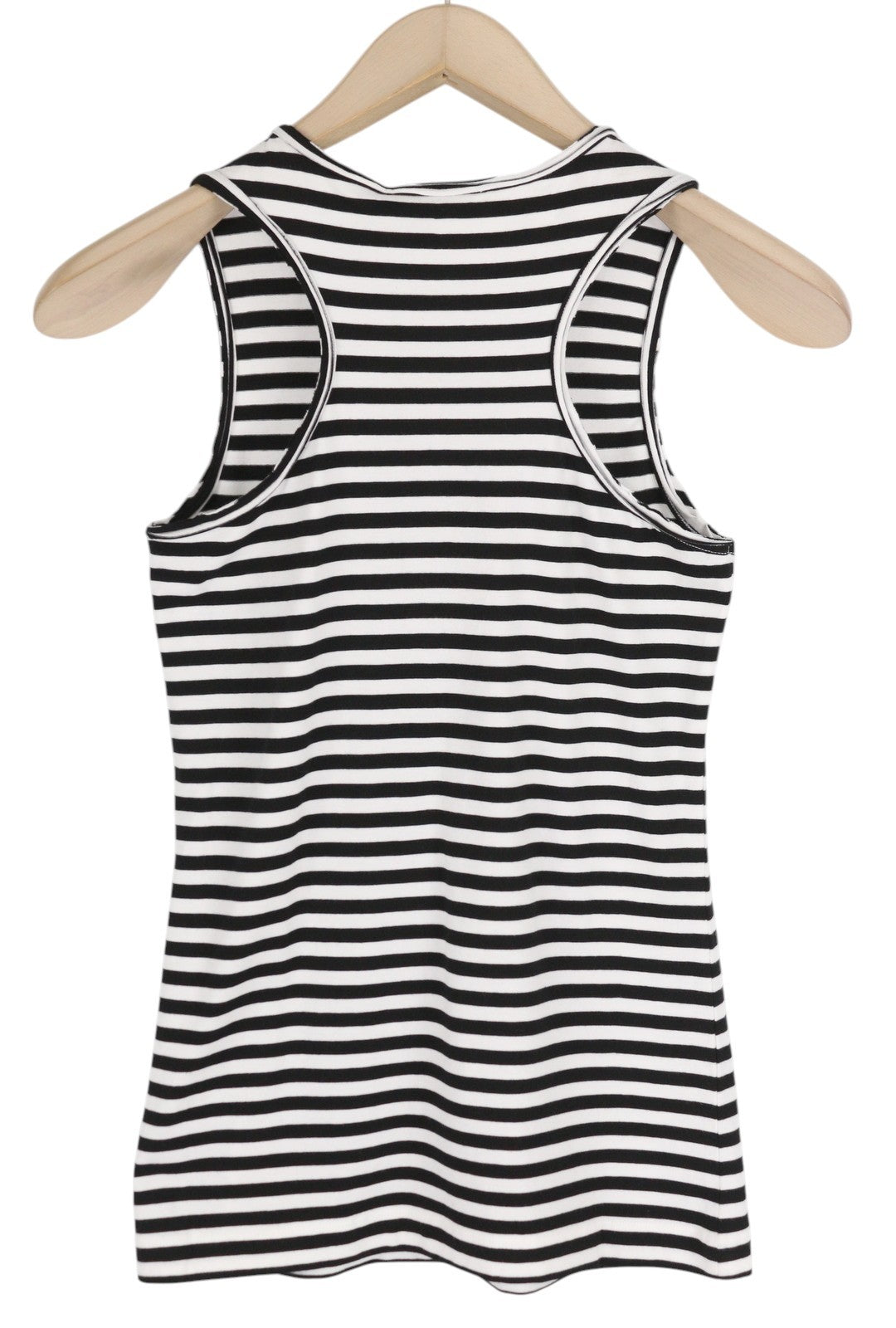 DIESEL T-Amos Women T-Shirt S Sleeveless Stripe Print Round Neck White Black