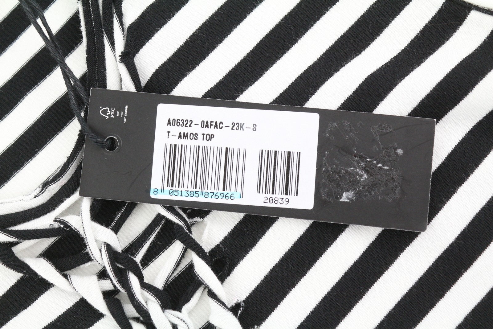 DIESEL T-Amos Women T-Shirt S Sleeveless Stripe Print Round Neck White Black