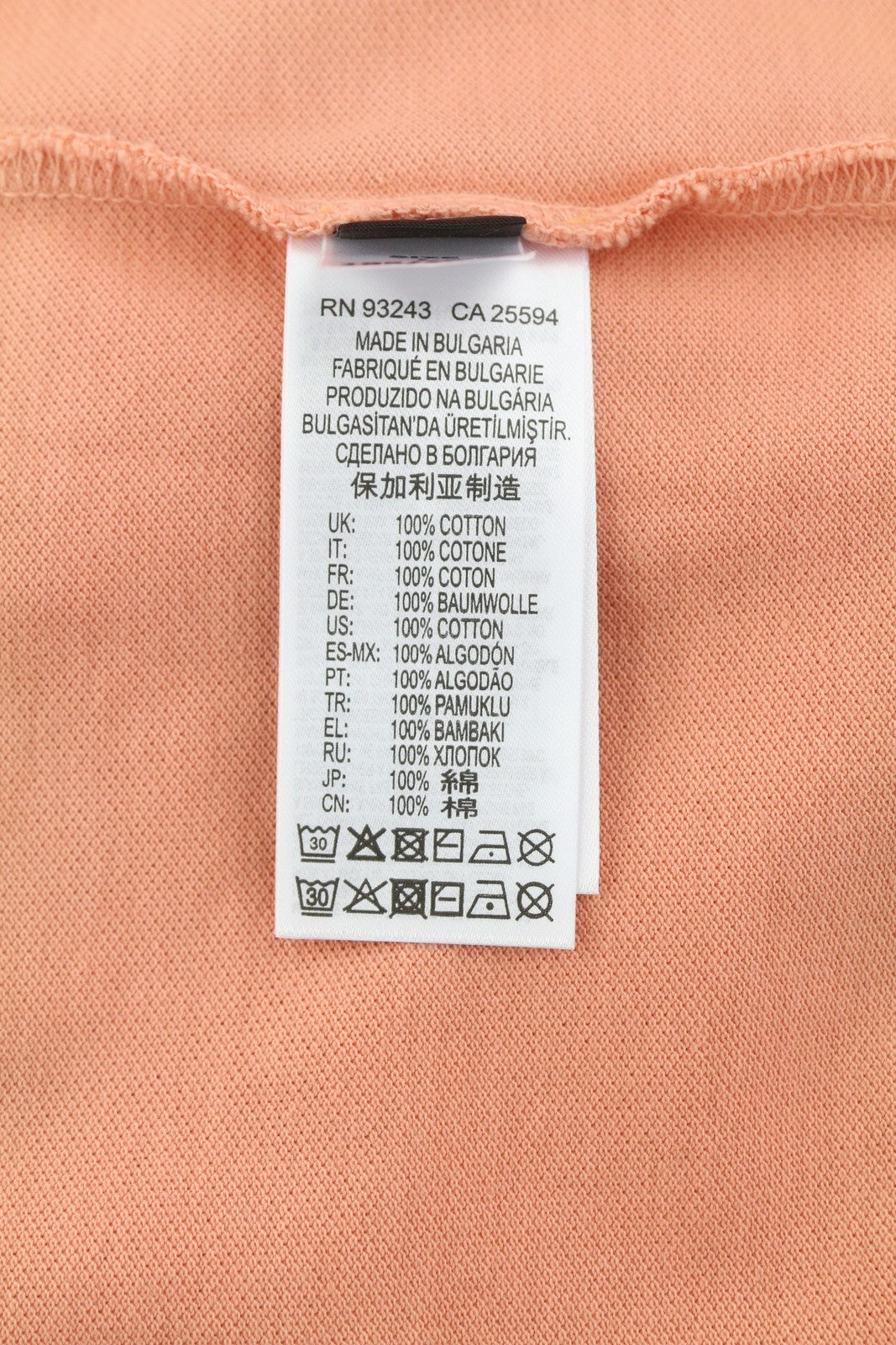 DIESEL T-Polo-Worky Men T-Shirt L Peach Short Sleeve Half Button Stretch Logo