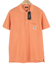 DIESEL T-Polo-Worky Men T-Shirt S Peach Short Sleeve Half Button Stretch Logo