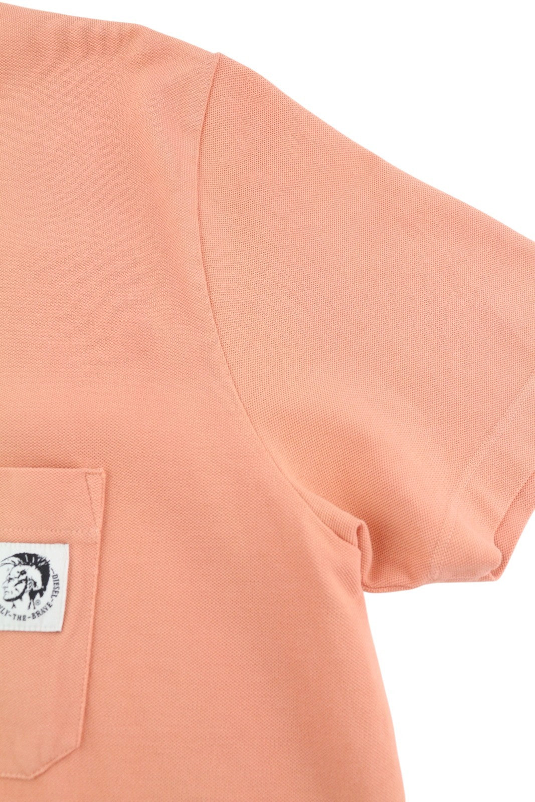 DIESEL T-Polo-Worky Men T-Shirt S Peach Short Sleeve Half Button Stretch Logo