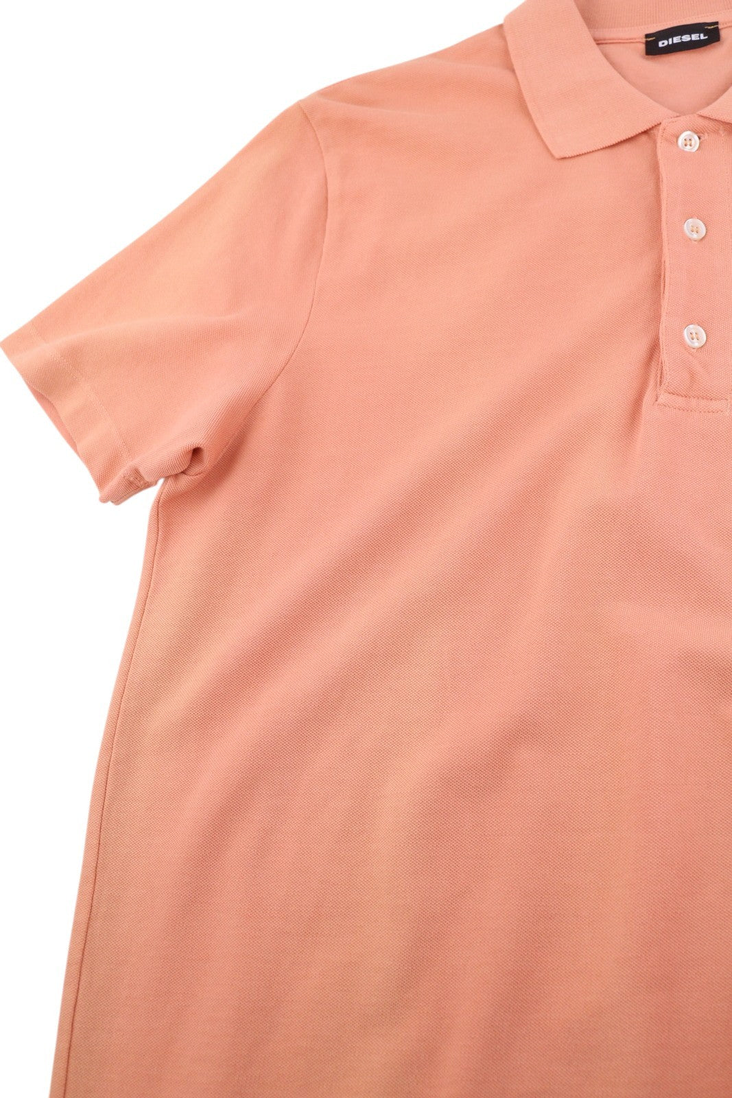 DIESEL T-Polo-Worky Men T-Shirt S Peach Short Sleeve Half Button Stretch Logo