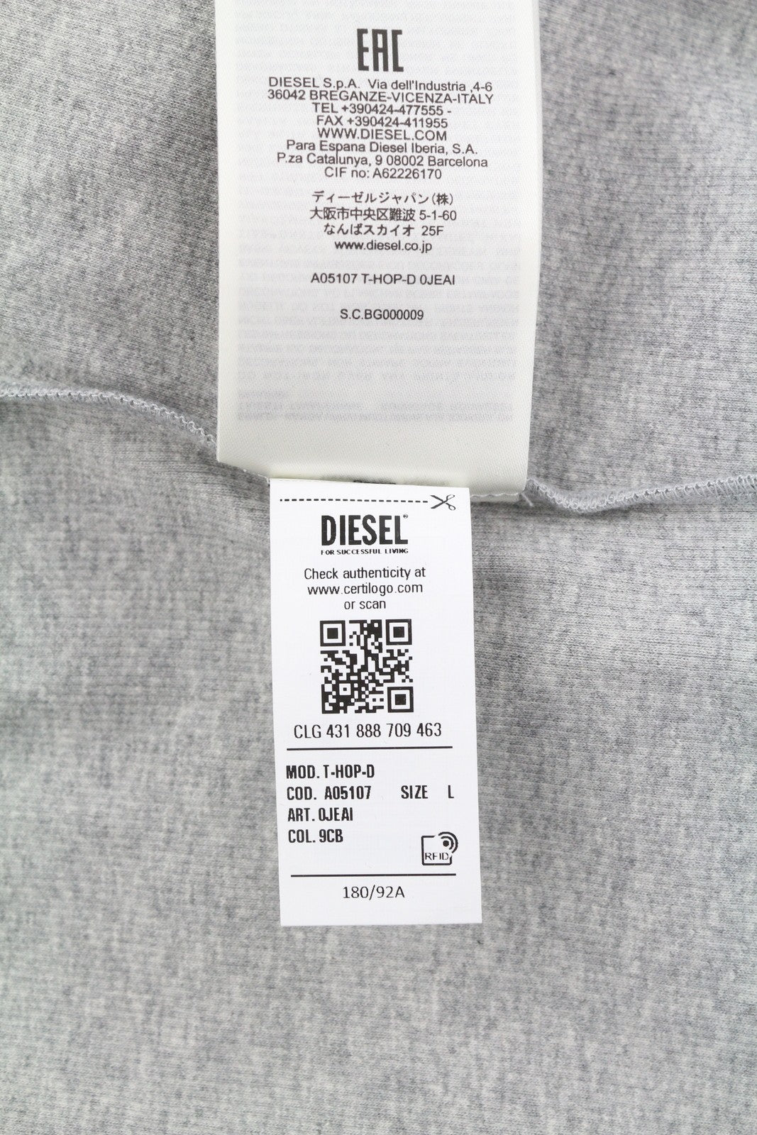 DIESEL T-Hop-D Women T-Shirt L Melange Grey Sleeveless Round Neck Stretch Logo