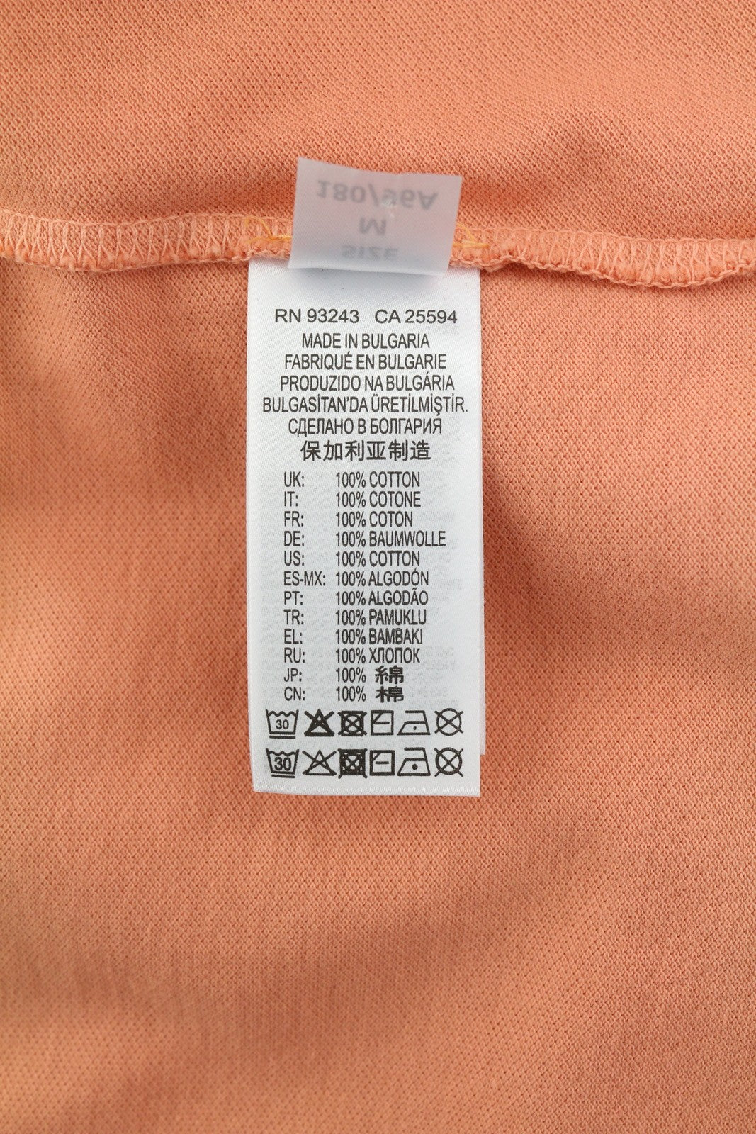 DIESEL T-Polo-Worky Men T-Shirt M Peach Short Sleeve Half Button Stretch Logo