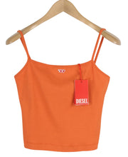DIESEL T-Hop-D Women T-Shirt M Orange Sleeveless Cropped Round Neck Stretch Logo