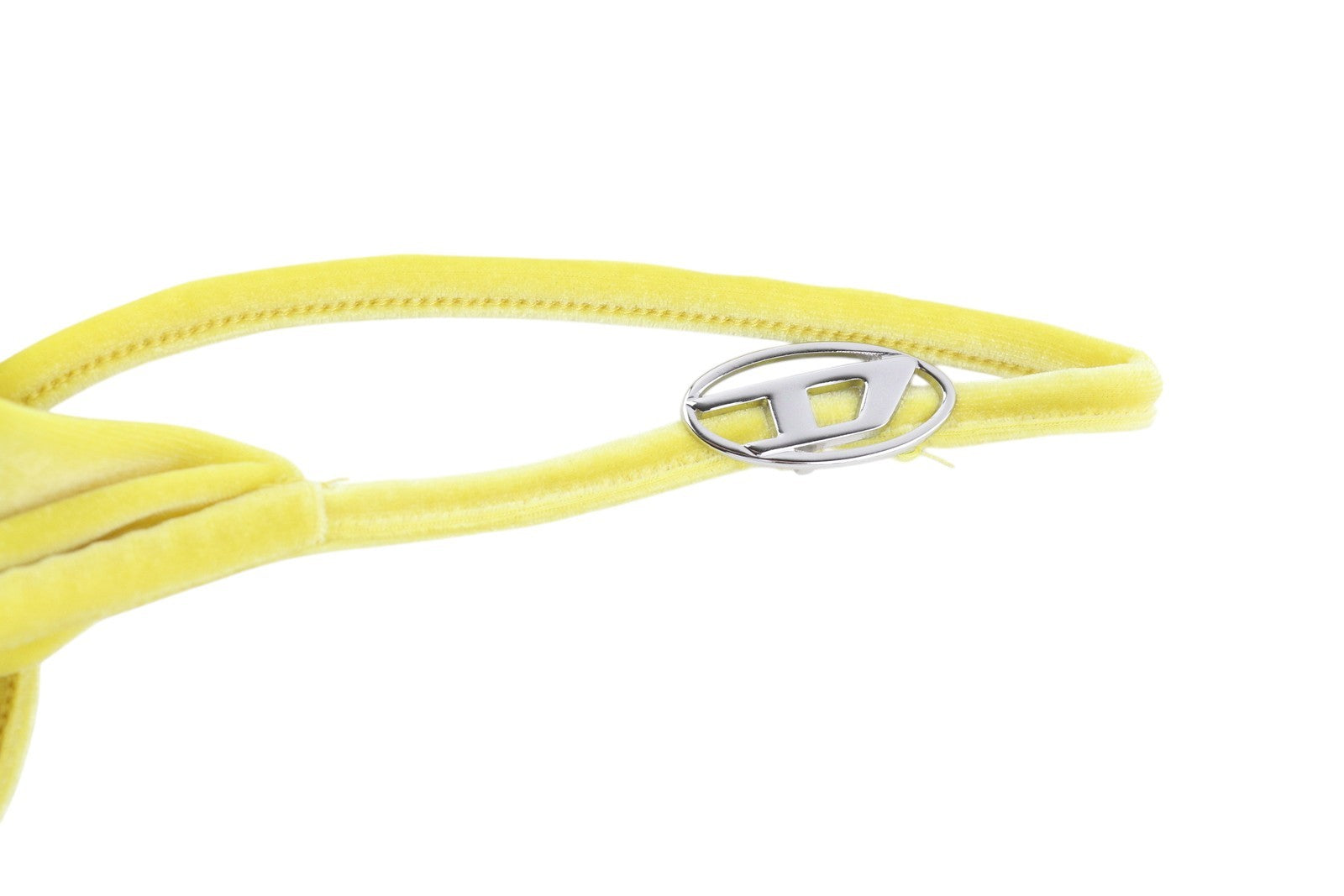 DIESEL T-Amos Women T-Shirt S Yellow Velour Sleeveless Round Neck Stretch Logo