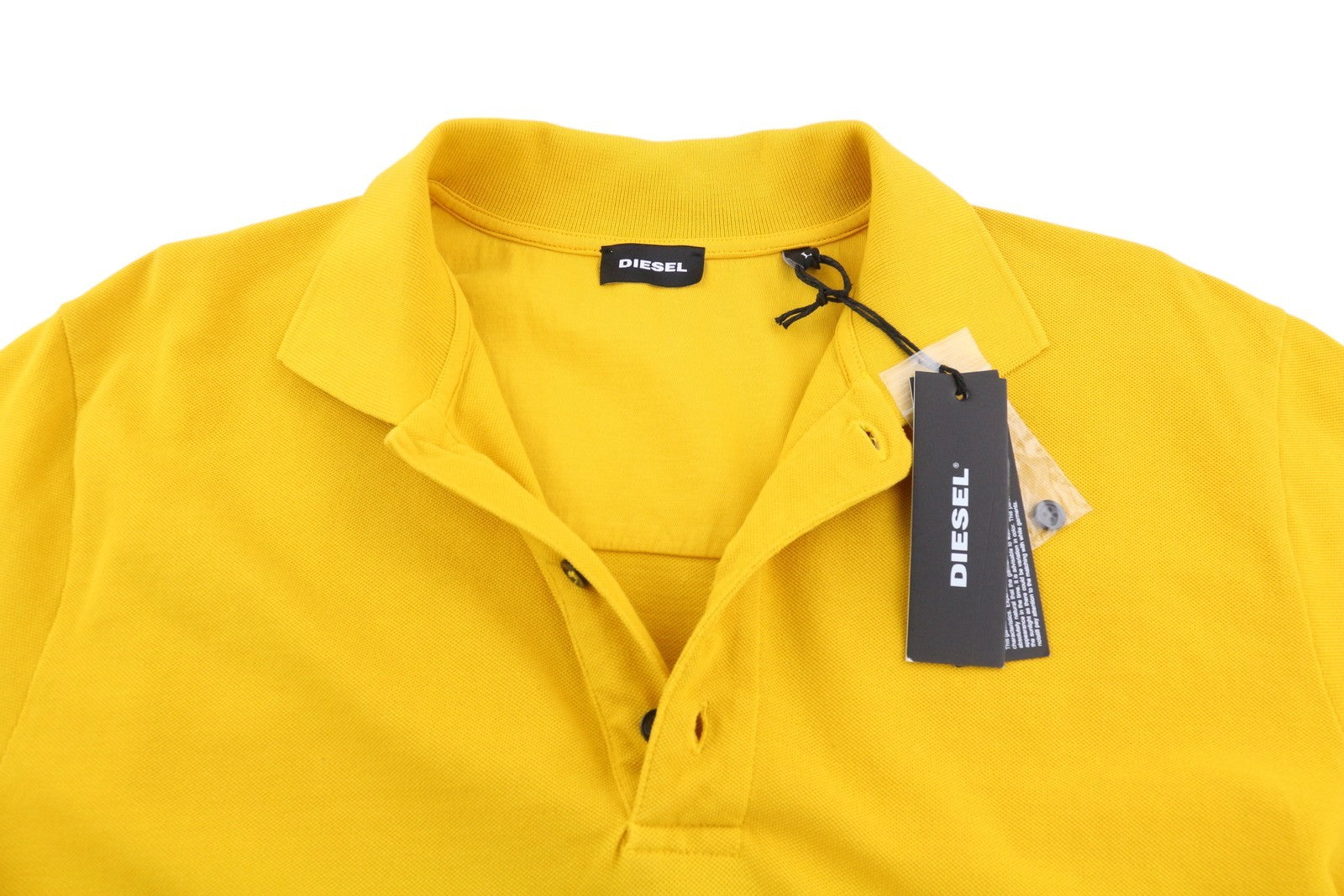 DIESEL T-Shirt-Worky Men T-Shirt L Yellow Short Sleeve Polo Half Button Cotton