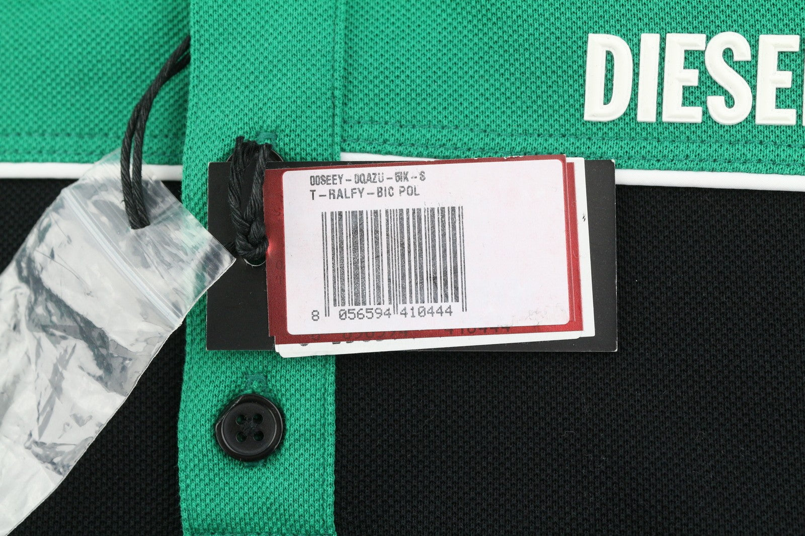 DIESEL T-Ralfy-Bic Men T-Shirt S Short Sleeve Polo Button Cotton Black Green