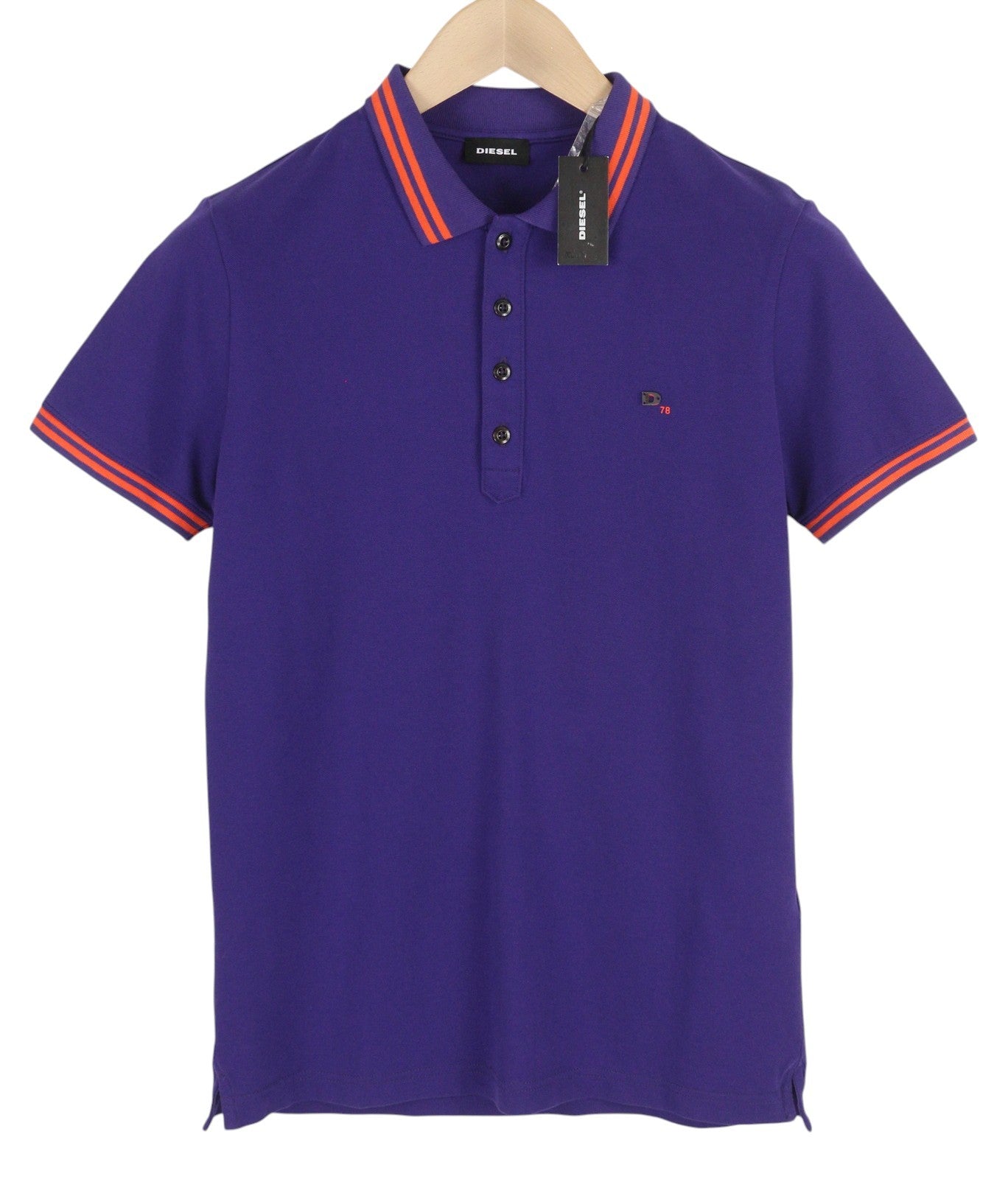 DIESEL T-Randy Men T-Shirt S Dark Blue Short Sleeve Polo Half Button Stretch