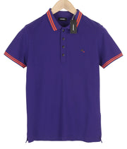 DIESEL T-Randy Men T-Shirt S Dark Blue Short Sleeve Polo Half Button Stretch