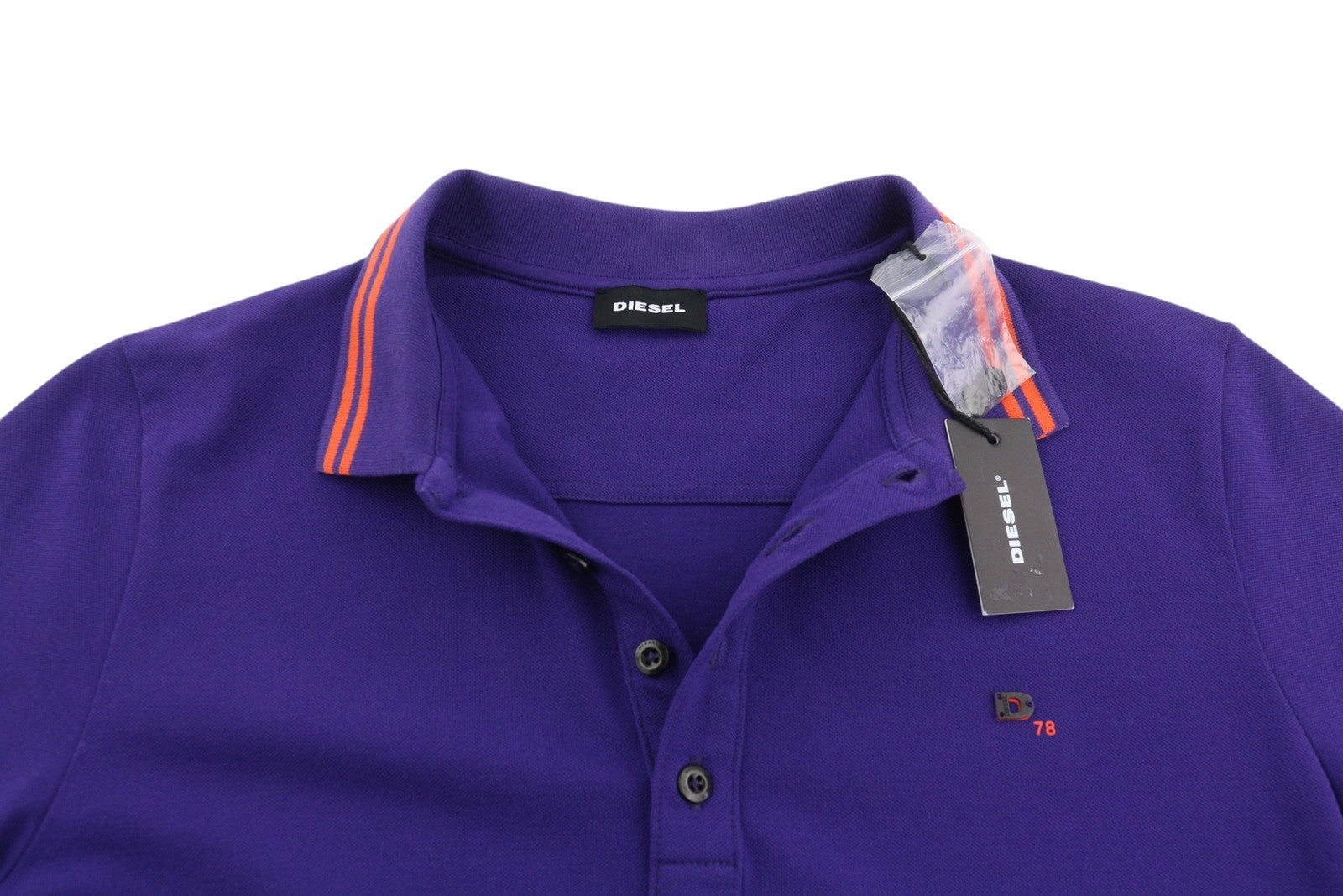 DIESEL T-Randy Men T-Shirt S Dark Blue Short Sleeve Polo Half Button Stretch