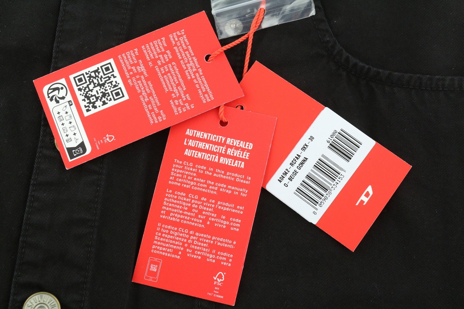 DIESEL O-Beige Women Skirt W30 Black Cotton RRP150 5-Design Pockets Logo Mini