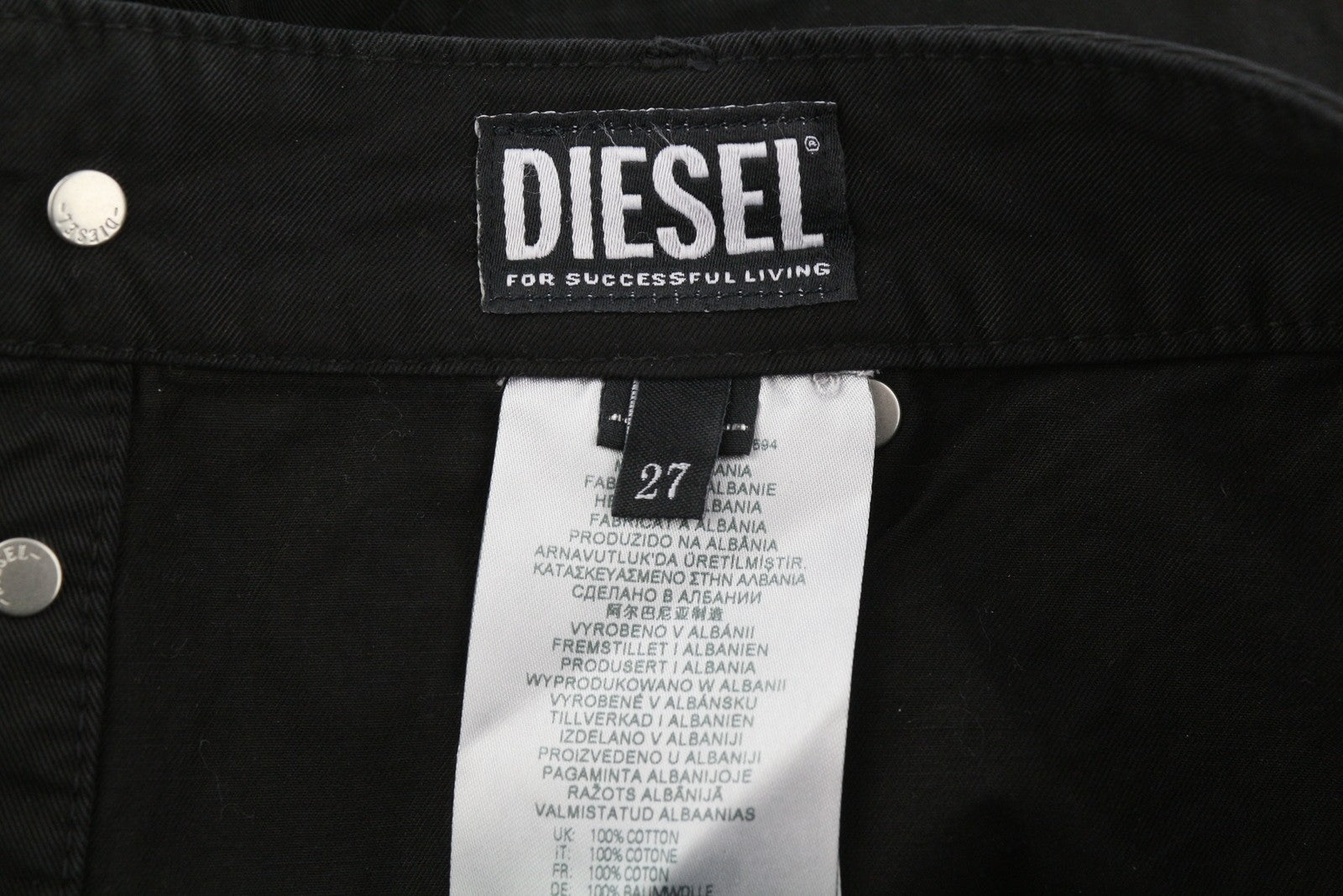 DIESEL O-Beige Women's Skirt W27 Black Cotton RRP€150 5-Design Pockets Logo Mini